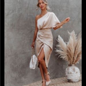 VICI Gold One Shoulder Dress - Size M